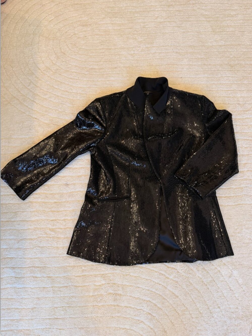 Alberto Makali New York XL Black Metallic Shimmer Jacket | Statement Collar Even